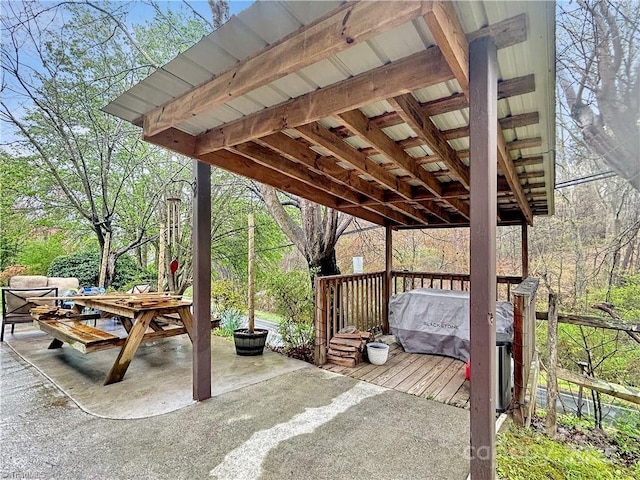 view of patio with a wooden deck