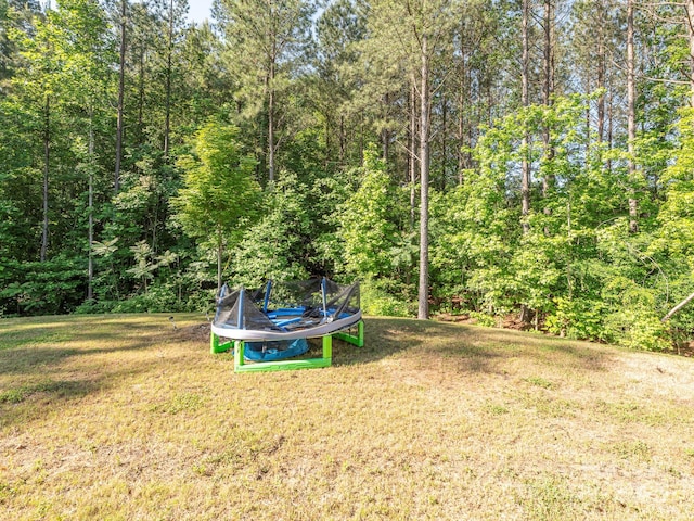 11010 Redcoat Hill Ln, Huntersville, NC 28078 - view of grassy yard with a trampoline and a view of trees