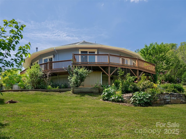 15 Sassy Ln, Asheville, NC 28805 - rear view of house featuring a wooden deck and a yard