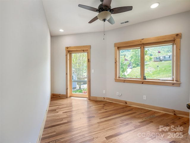15 Sassy Ln, Asheville, NC 28805 - unfurnished room featuring light wood-style floors, plenty of natural light, recessed lighting, baseboards, and a ceiling fan