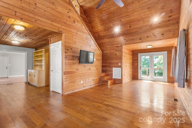 450 Lemmons Rd Unit 4, Mooresboro, NC 28114 - additional living space featuring wood walls, visible vents, wooden ceiling, and hardwood / wood-style flooring