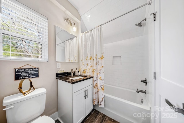 1115 Greenleaf Ave Unit B, Charlotte, NC 28202 - full bath with vanity, shower / tub combo, wood finished floors, and toilet