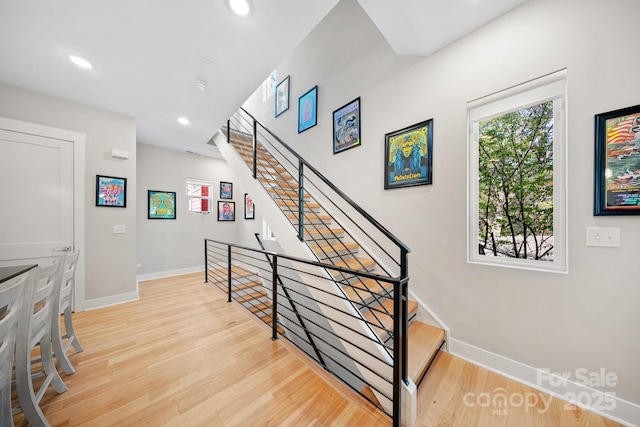 1115 Greenleaf Ave Unit B, Charlotte, NC 28202 - stairway with recessed lighting, baseboards, and wood finished floors