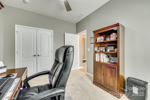 4083 Home Grown Way, Clover, SC 29710 - office area featuring light carpet, a ceiling fan, visible vents, and baseboards