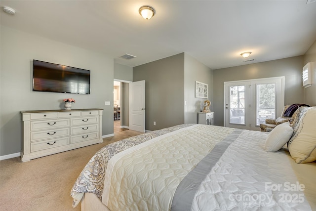 4083 Home Grown Way, Clover, SC 29710 - bedroom with visible vents, baseboards, light carpet, and access to exterior