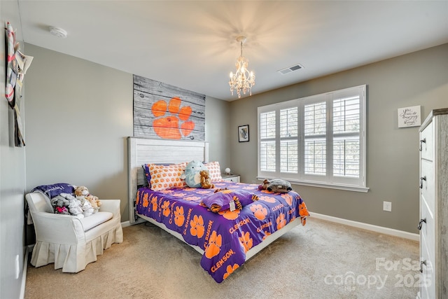 4083 Home Grown Way, Clover, SC 29710 - carpeted bedroom with an inviting chandelier, visible vents, and baseboards