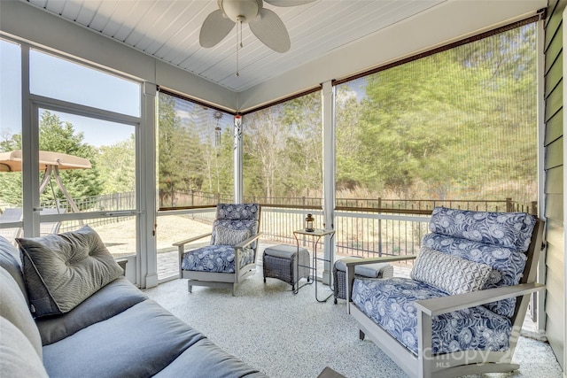 4083 Home Grown Way, Clover, SC 29710 - sunroom / solarium featuring an outdoor hangout area and a ceiling fan