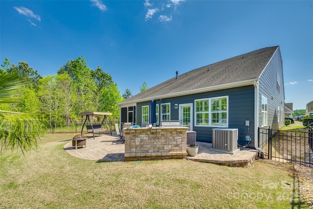 4083 Home Grown Way, Clover, SC 29710 - rear view of house featuring a fenced backyard, a patio area, an outdoor fire pit, and central air condition unit