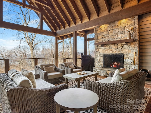 61 Back Bone Way Unit 203, Sylva, NC 28779 - view of patio / terrace with a gazebo and an outdoor living space with a fireplace