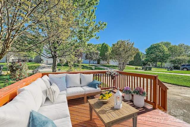 3939 Archer Notch Ln, Huntersville, NC 28078 - wooden terrace with an outdoor living space
