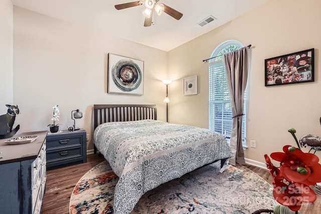 3939 Archer Notch Ln, Huntersville, NC 28078 - bedroom with dark wood-style flooring, baseboards, and ceiling fan
