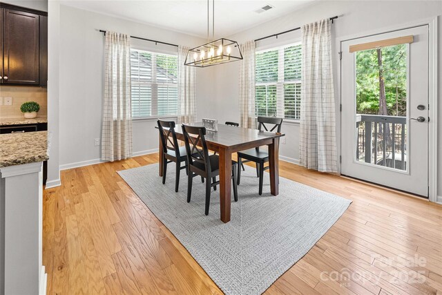 2333 Talon Point Cir, Fort Mill, SC 29715 - dining room featuring light wood-style floors, a chandelier, and baseboards