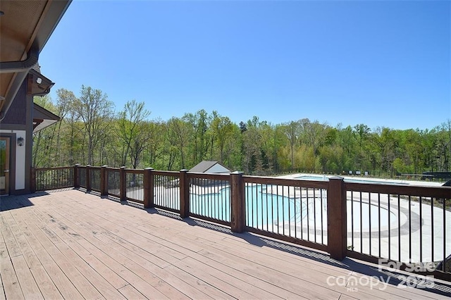 2333 Talon Point Cir, Fort Mill, SC 29715 - wooden deck featuring a wooded view