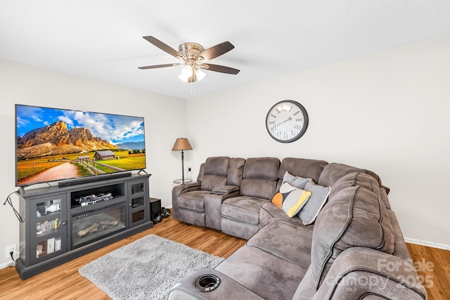 7407 Mystic Ln, Charlotte, NC 28227 - living room with wood finished floors and ceiling fan