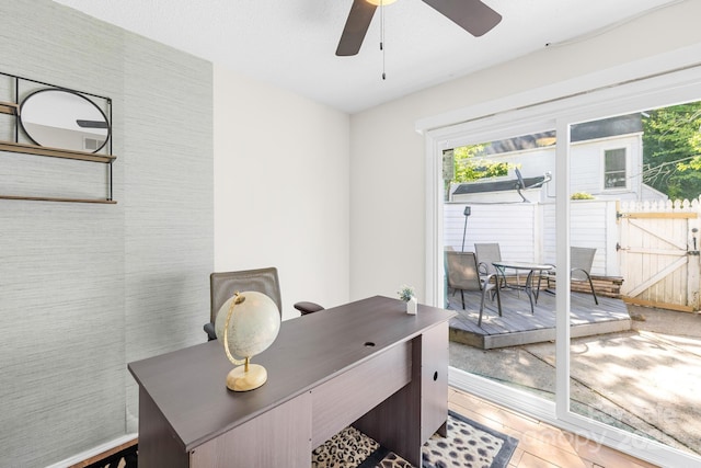 7407 Mystic Ln, Charlotte, NC 28227 - office area featuring ceiling fan