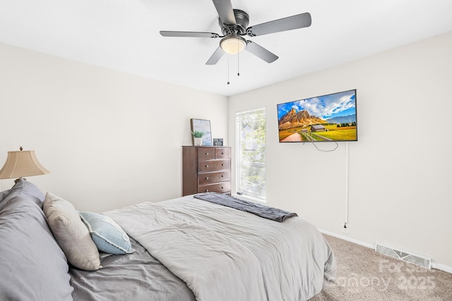 7407 Mystic Ln, Charlotte, NC 28227 - carpeted bedroom featuring ceiling fan, baseboards, and visible vents