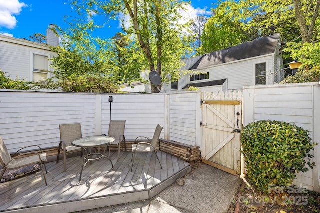 7407 Mystic Ln, Charlotte, NC 28227 - view of patio / terrace featuring a gate, a fenced backyard, and a deck