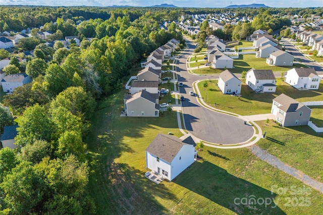 aerial view with a residential view and a mountain view