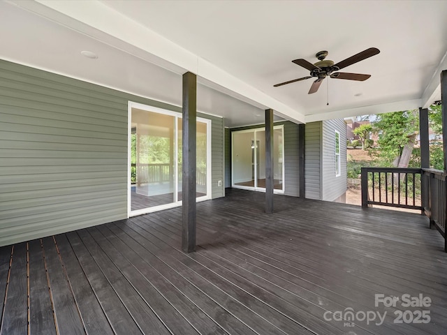 deck with a ceiling fan