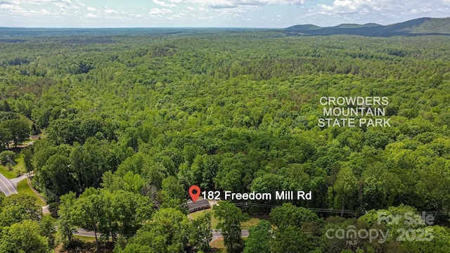 182 Freedom Mill Rd, Gastonia, NC 28052 - birds eye view of property with a mountain view and a forest view