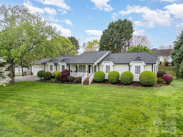 106 S Oakwood Dr, Kings Mountain, NC 28086 - single story home with a porch, an attached garage, a front yard, and concrete driveway