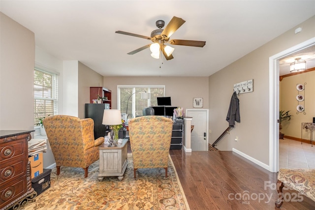 106 S Oakwood Dr, Kings Mountain, NC 28086 - office area with light wood-style flooring, baseboards, and ceiling fan