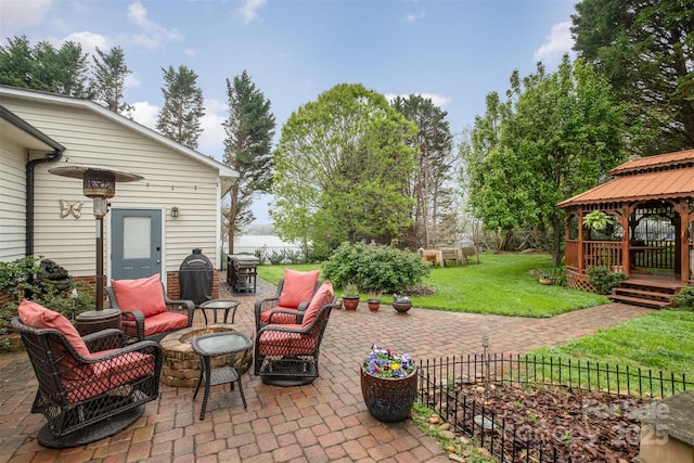 106 S Oakwood Dr, Kings Mountain, NC 28086 - view of patio with grilling area, a gazebo, and outdoor lounge area