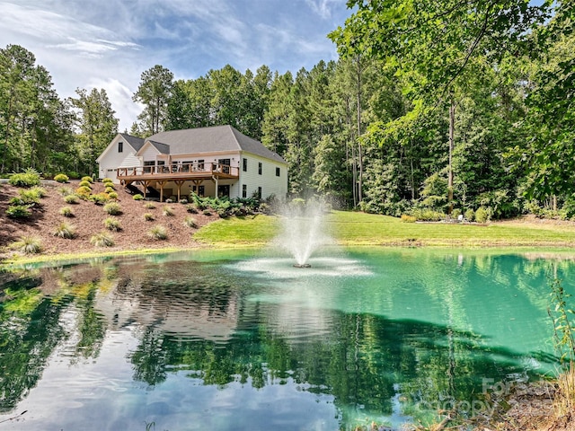 water view with a wooded view
