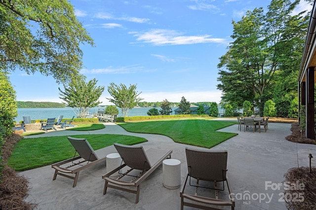7861 Live Oaks Dr, Denver, NC 28037 - view of patio with a water view and outdoor dining area