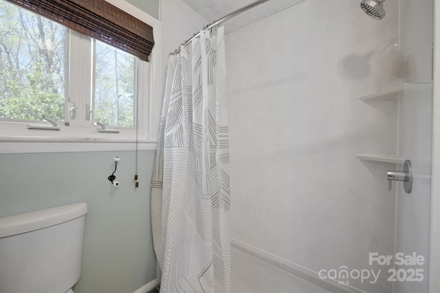 3190 Holly Rd, Connelly Springs, NC 28612 - full bathroom with a shower with shower curtain and toilet