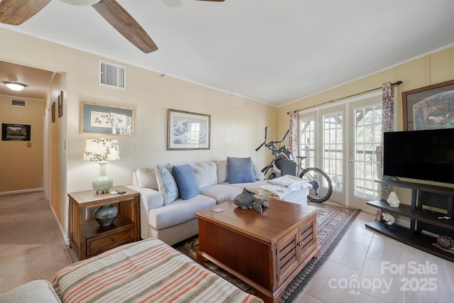 3190 Holly Rd, Connelly Springs, NC 28612 - living area featuring ornamental molding and ceiling fan