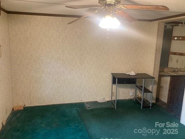 314 Phillips Dr, Forest City, NC 28043 - interior space with carpet flooring and a ceiling fan