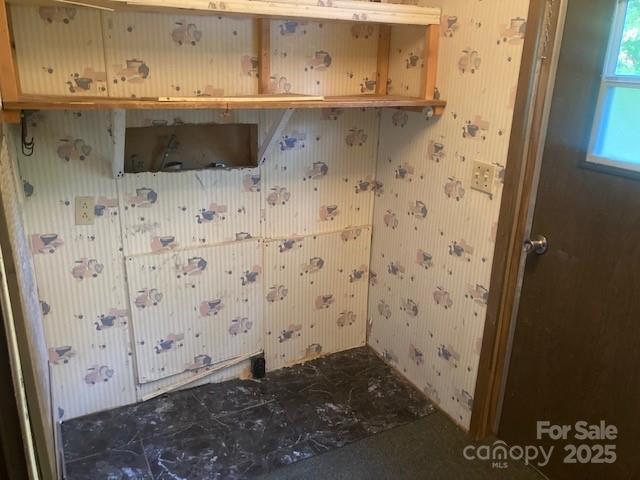 314 Phillips Dr, Forest City, NC 28043 - laundry area featuring wallpapered walls