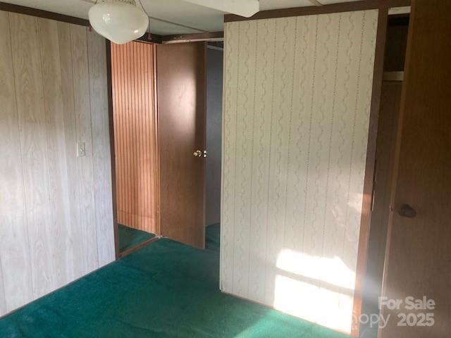 314 Phillips Dr, Forest City, NC 28043 - carpeted empty room featuring wooden walls