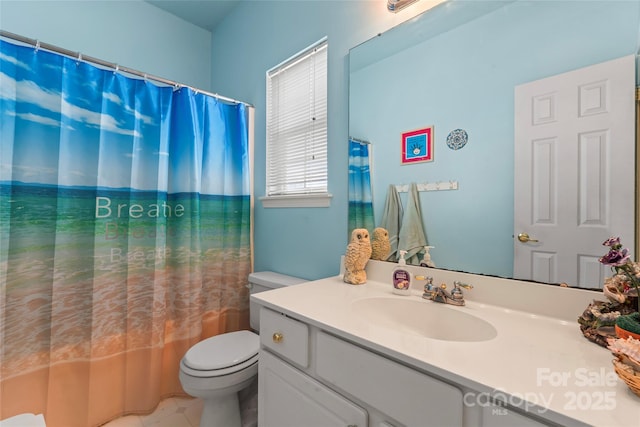 11913 Little Stoney Ct, Charlotte, NC 28269 - bathroom featuring vanity, toilet, and a shower with shower curtain