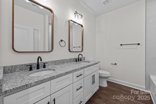 4034 Daugherty Rd, China Grove, NC 28023 - full bath with double vanity and wood finished floors