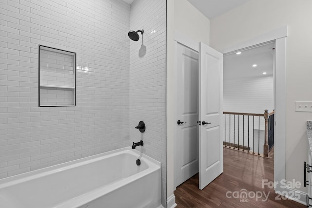 4034 Daugherty Rd, China Grove, NC 28023 - bathroom with wood finished floors and tub / shower combination