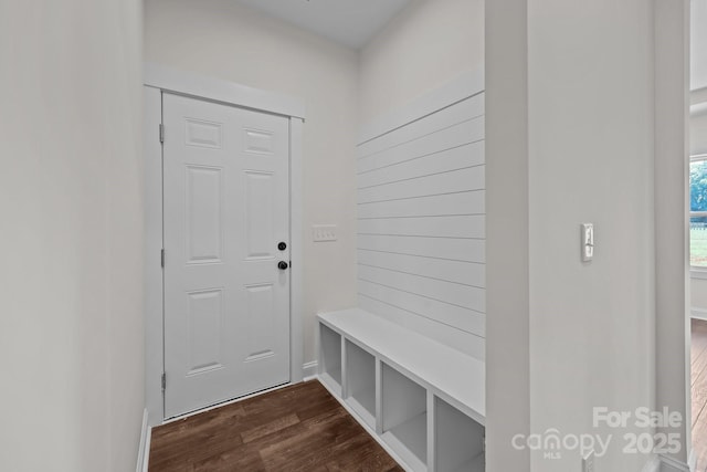 4040 Daugherty Rd, China Grove, NC 28023 - mudroom featuring dark wood-type flooring and baseboards