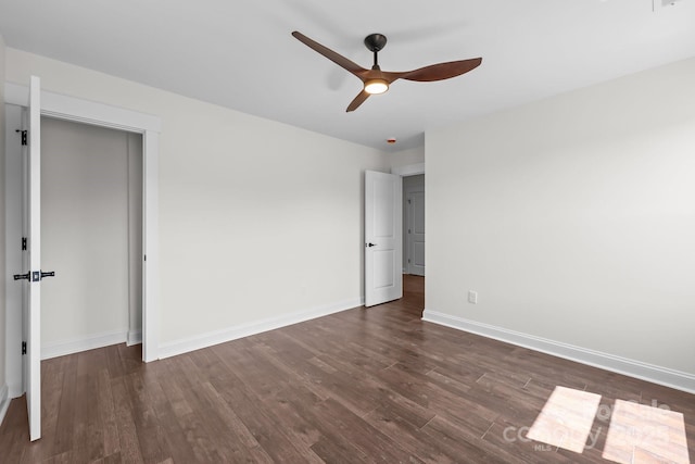 4040 Daugherty Rd, China Grove, NC 28023 - unfurnished bedroom featuring dark wood finished floors and ceiling fan