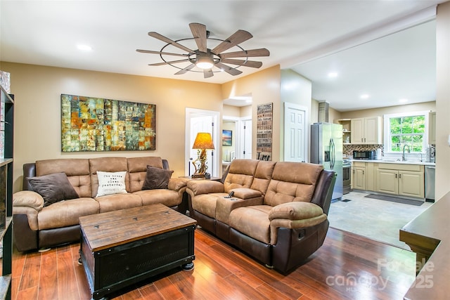 115 Cold Springs Dr, Mill Spring, NC 28756 - living area featuring ceiling fan, wood finished floors, and lofted ceiling