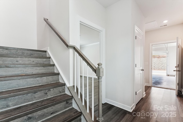 13210 Kenworth Rd, Charlotte, NC 28278 - stairway featuring wood finished floors and recessed lighting