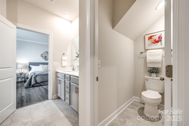 13210 Kenworth Rd, Charlotte, NC 28278 - ensuite bathroom featuring vanity and lofted ceiling