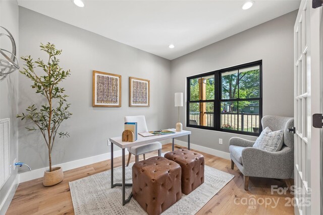 1 Linestowe Dr, Belmont, NC 28012 - home office featuring baseboards, light wood-style flooring, and recessed lighting