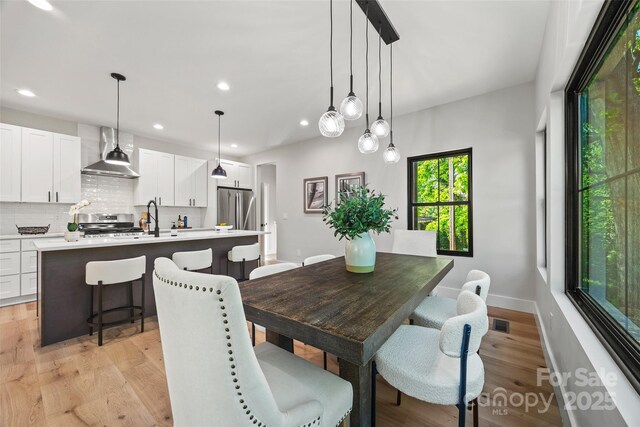 1 Linestowe Dr, Belmont, NC 28012 - dining space with recessed lighting, baseboards, visible vents, and light wood-type flooring