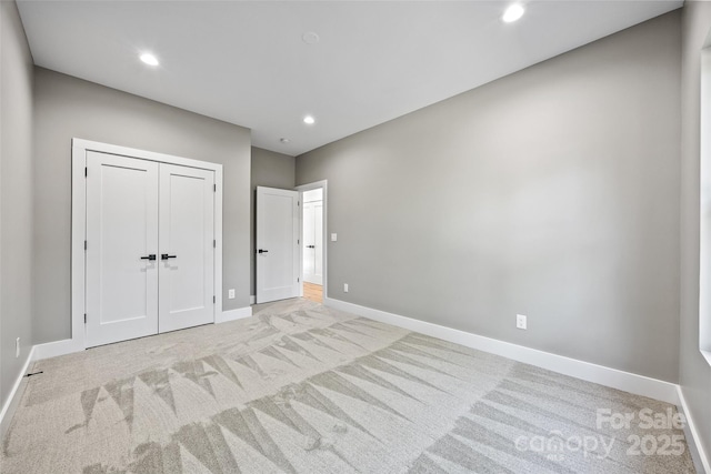 1 Linestowe Dr, Belmont, NC 28012 - unfurnished bedroom with light colored carpet, baseboards, a closet, and recessed lighting