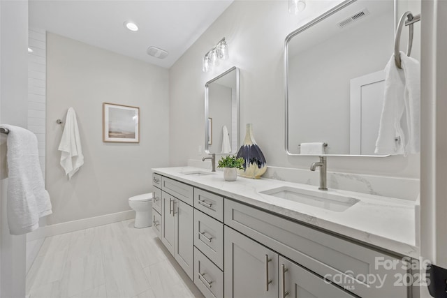 1 Linestowe Dr, Belmont, NC 28012 - full bath featuring toilet, a sink, visible vents, and double vanity
