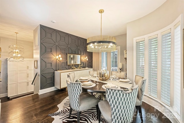 423 N Pine St, Charlotte, NC 28202 - dining room with dark wood finished floors and a chandelier