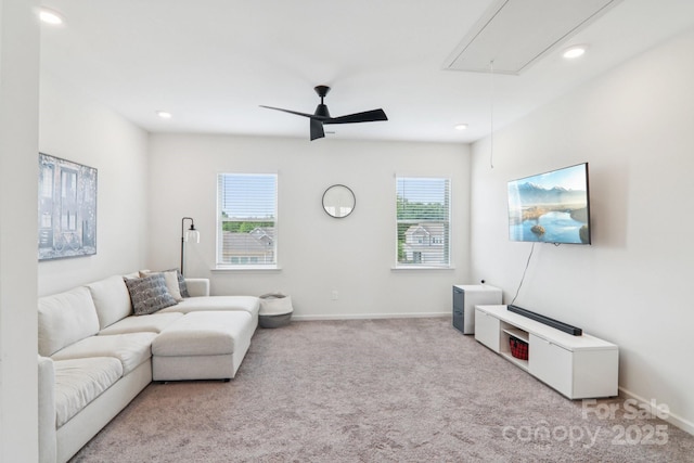 15108 Autumn Sage Dr, Charlotte, NC 28278 - living room with attic access, healthy amount of natural light, carpet flooring, and recessed lighting