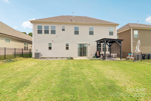 15108 Autumn Sage Dr, Charlotte, NC 28278 - rear view of property with a gazebo, central AC, and a patio area