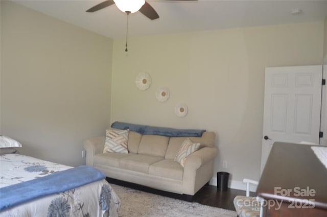 5817 Wingate Hill Rd, Denver, NC 28037 - bedroom with wood finished floors, ceiling fan, and baseboards